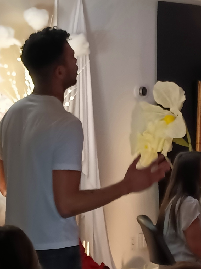 Worship moment in a home gathering